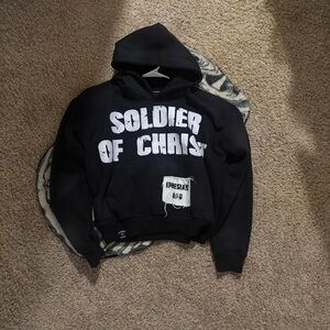 Crown Black Pullover Hoodie with Label